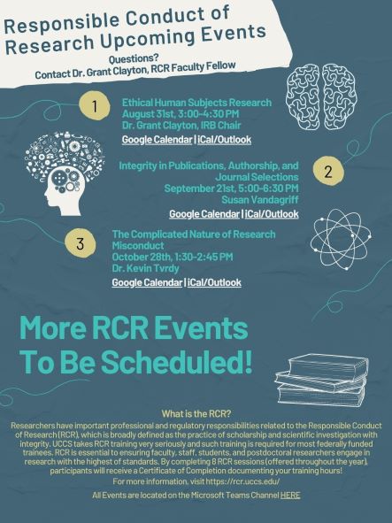 Upcoming responsible conduct of research events